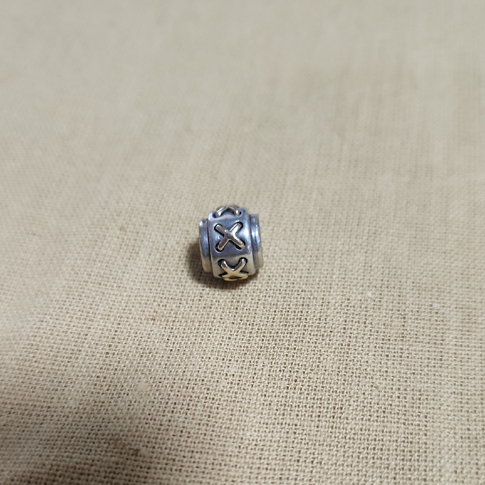 Retired Pandora Sterling 14K Cross Stitch Charm X